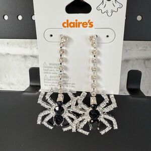 Claire's Crystal Beaded Spider Dangle Earrings NWT